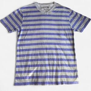 The Raw Uncut Men's M V-Neck Striped Casual T-Shirt